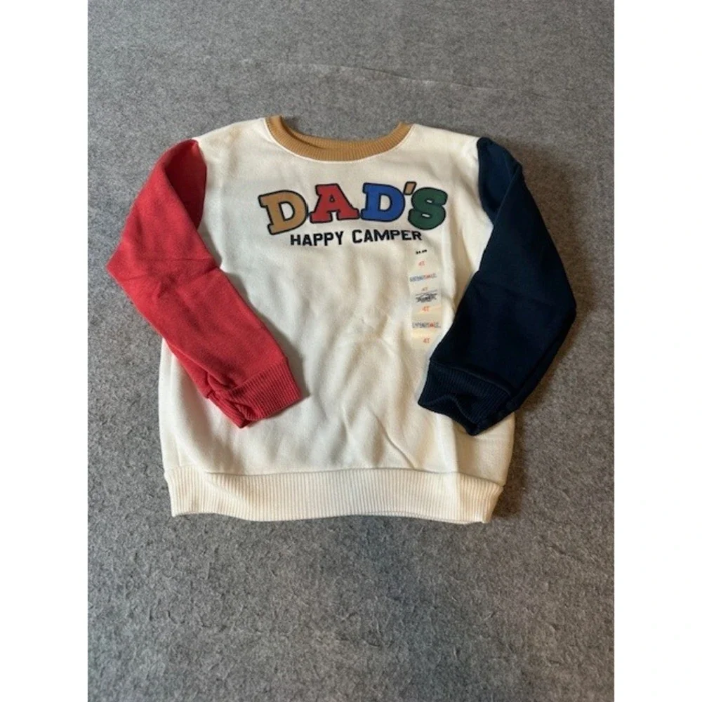 Garanimals Toddler Boys Dads Happy Camper Colorblock Fleece Sweatshirt 4T NEW